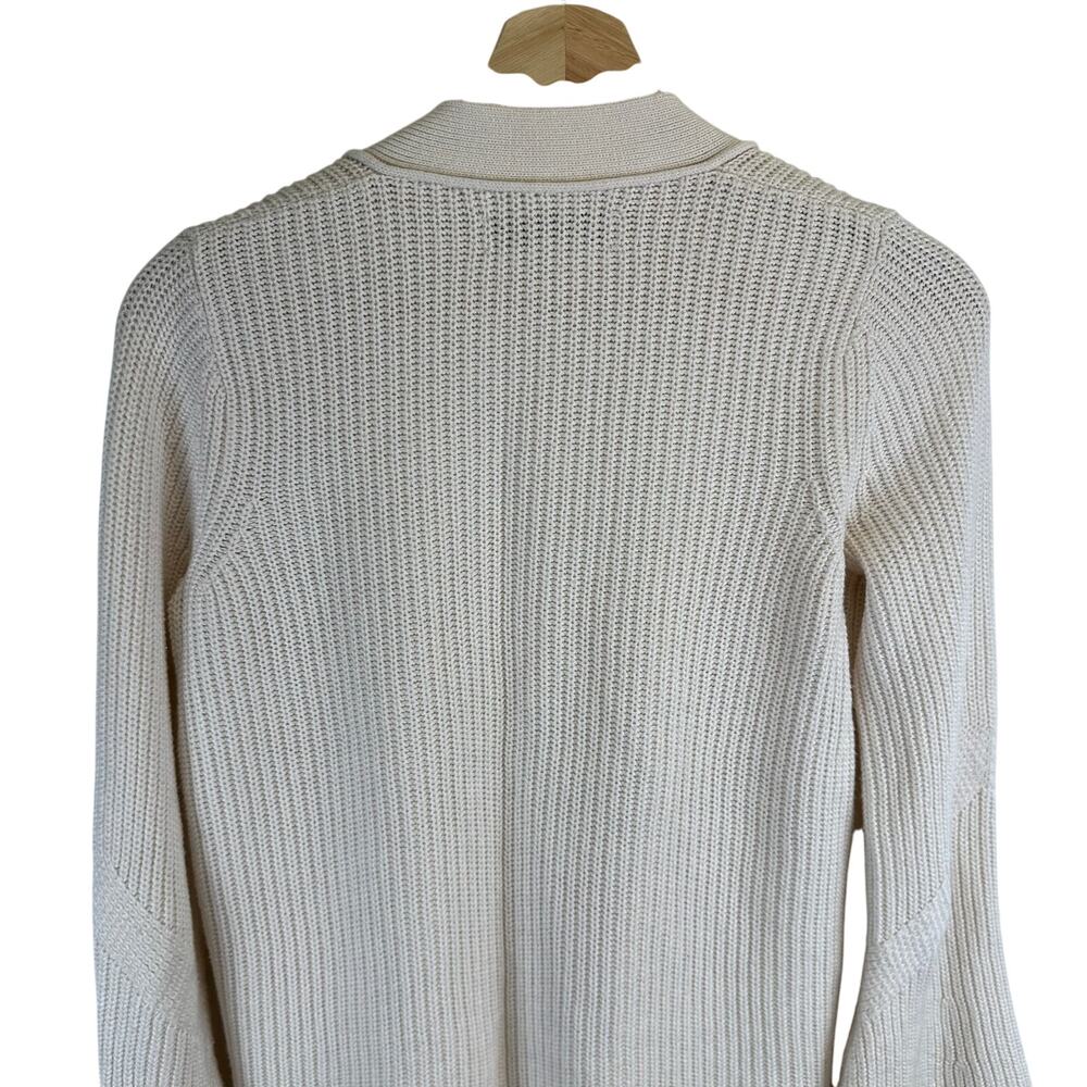 Loft Cream Tight Knit Open Relaxed Cardigan Sweater Womens XS Petite Fisherman - Picture 7 of 14